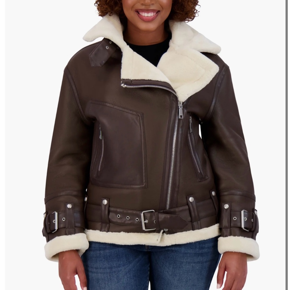Rebecca Minkoff Brown Bomber Jacket with Cream Accents - Picture 10 of 15